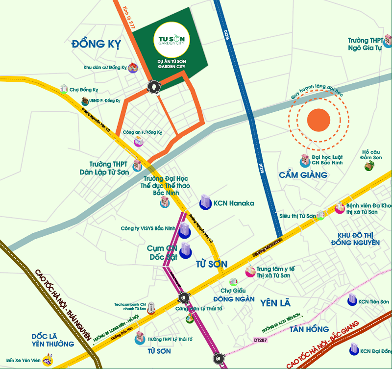 Vị trí dự án Từ Sơn Garden City Nam Hồng