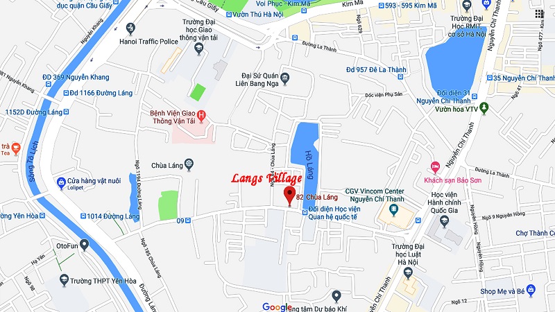 Vị trí dự án Langs Village nằm ở số 82 đường Chùa Láng