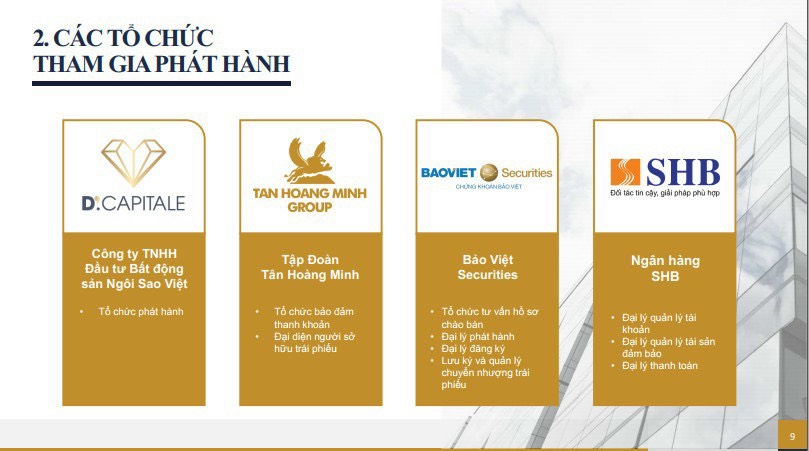 Các tổ chức tham gia phát hành Trái phiếu Tân Hoàng Minh