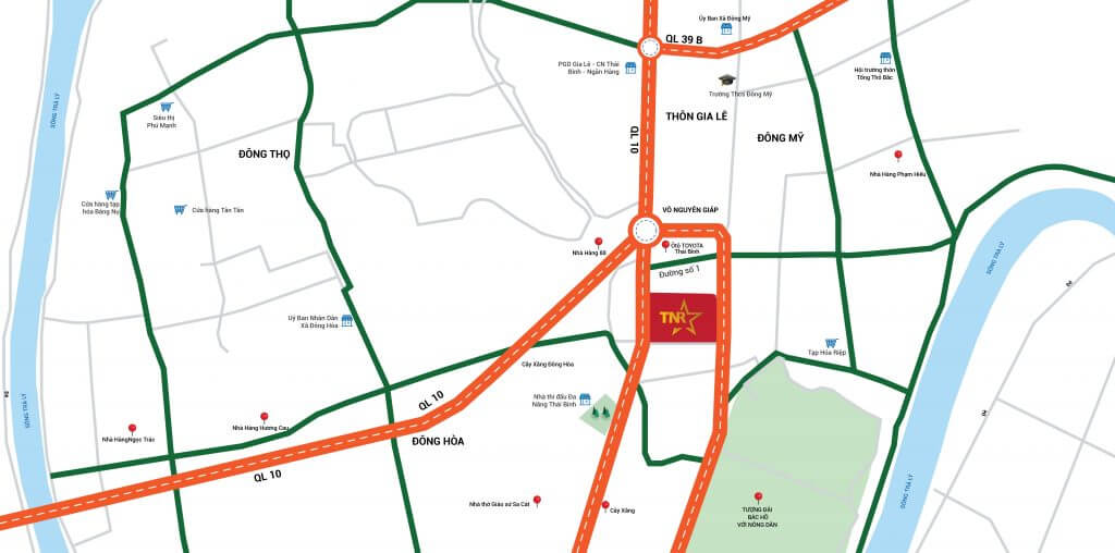 vị trí dự án tnr grand palace thái bình