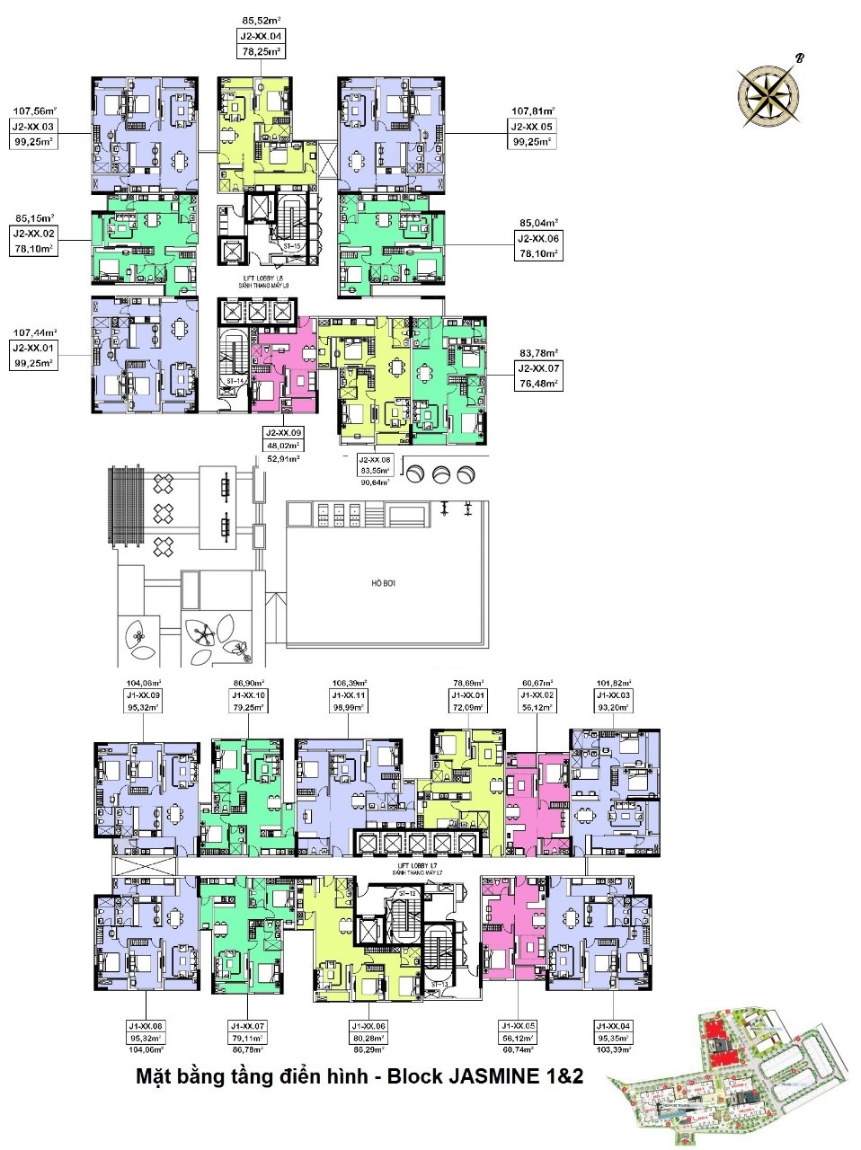 Mặt bằng tòa Jasmine Hado Centrosa